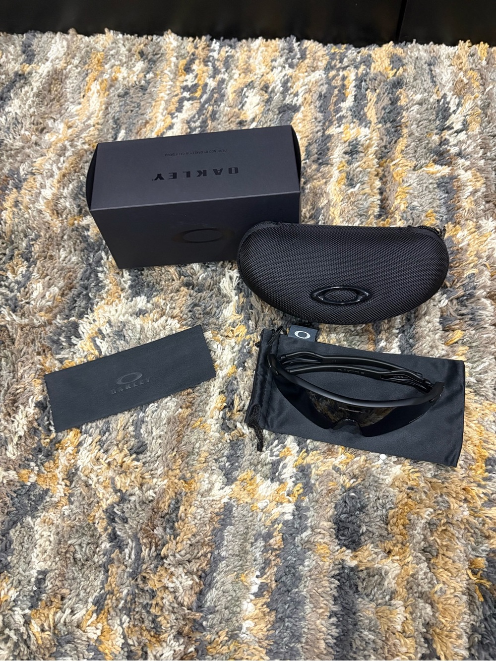 Oakley Black Sunglasses Kit with Hard Case and Pouch